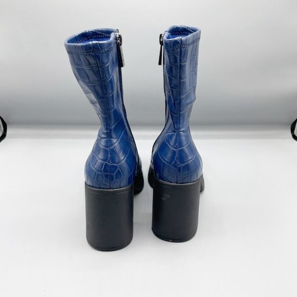 Steve Madden Faux Crocodile Blue Triple Platform Boots - Picture 4 of 7